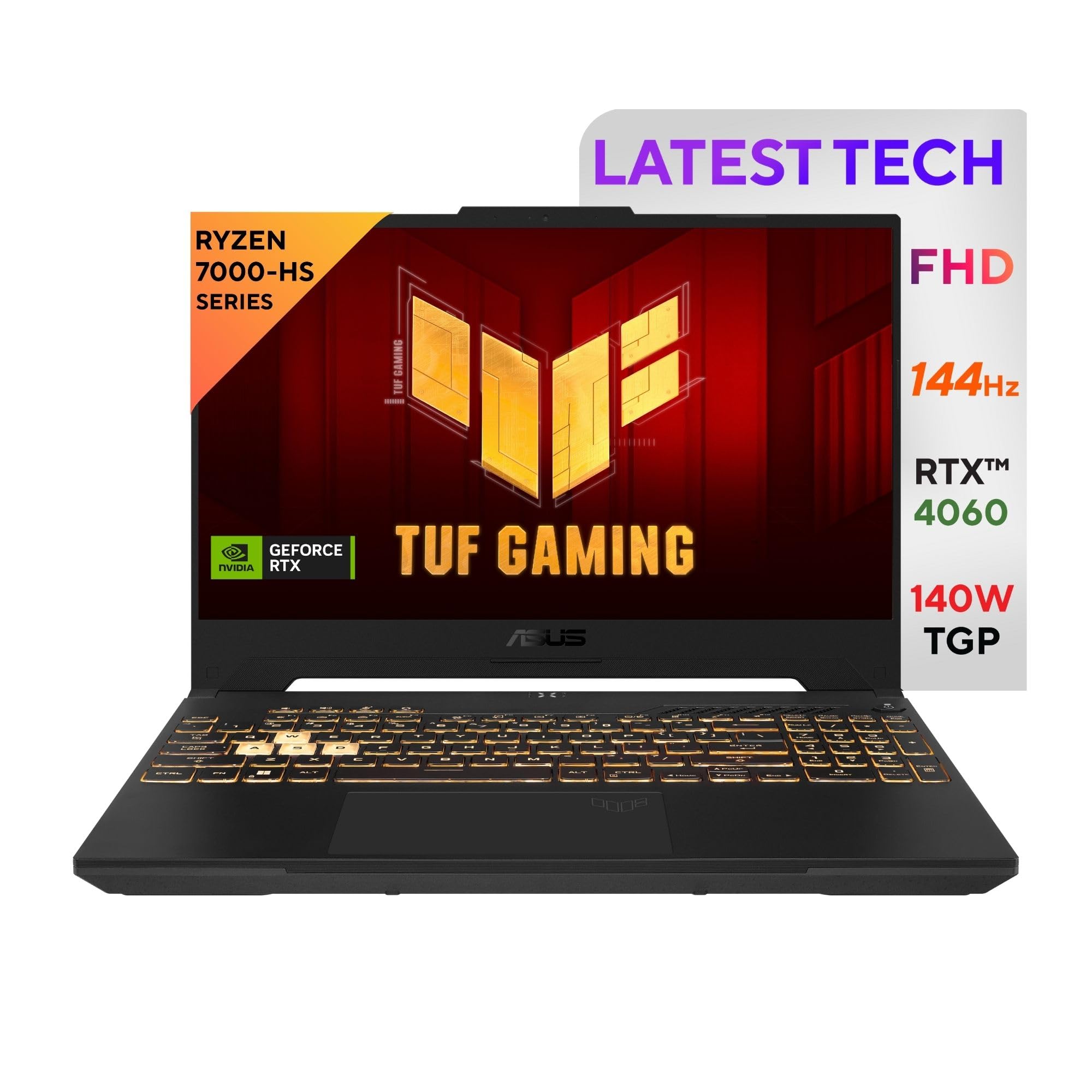 Laptop, ASUS TUF Gaming A15 FA507NVR-LP005, Ryzen 7 7435HS, 15.6", FHD 144Hz, Value IPS-level, 250nits AG, 16GB DDR5 4800, SSD512GB, GeForce RTX 4060 8GB, LAN WLAN+BT, Cam720p 90WHrs NoOS, Mecha Gray