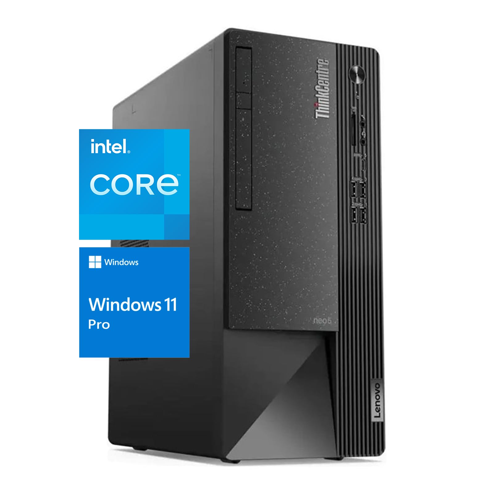 Kompjuter, Desktop Lenovo ThinkCentre Neo 50t G5 TWR, Intel® Core™ i3-14100, 8GB DDR5, 256GB SSD, Intel UHD 730, Windows 11 Pro, Ngjyrë e zezë, 3 vite garanci në vend