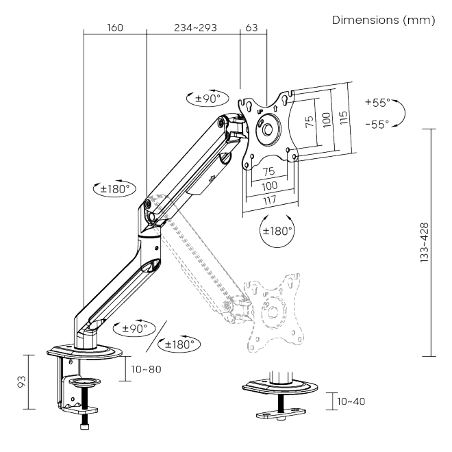 MBAJTESE MONITORI BRATECK LDT63-C012 | LEVIZESE 17"-32" 9KG