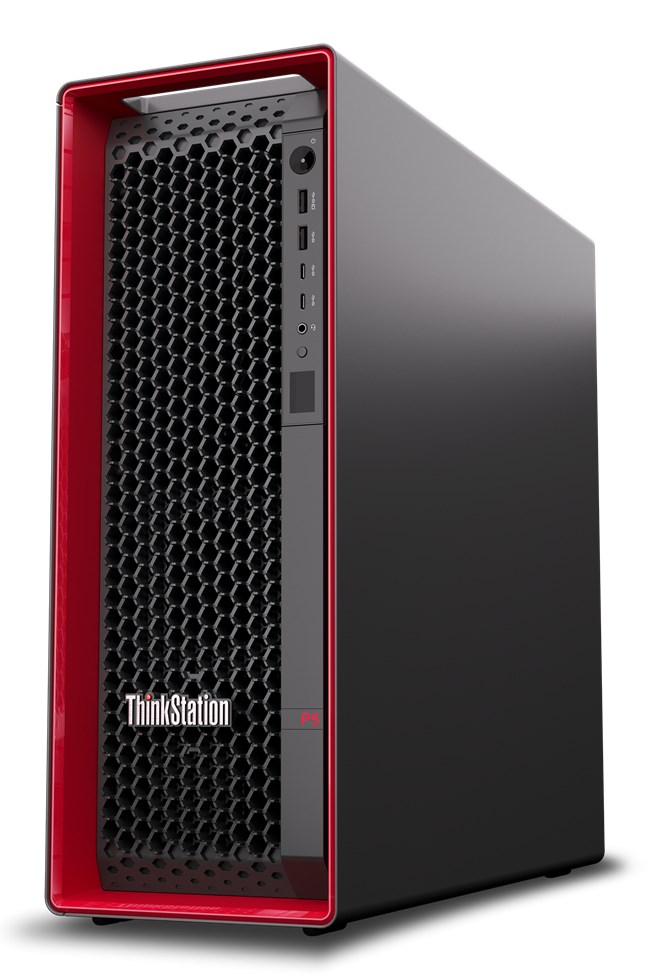 Kompjuter , Workstation Lenovo ThinkStation P5 Tower me procesor Intel® Xeon W-2425, 32GB DDR5, 1TB SSD, Windows 11 Pro për Workstations, ngjyrë e zezë me të kuqe