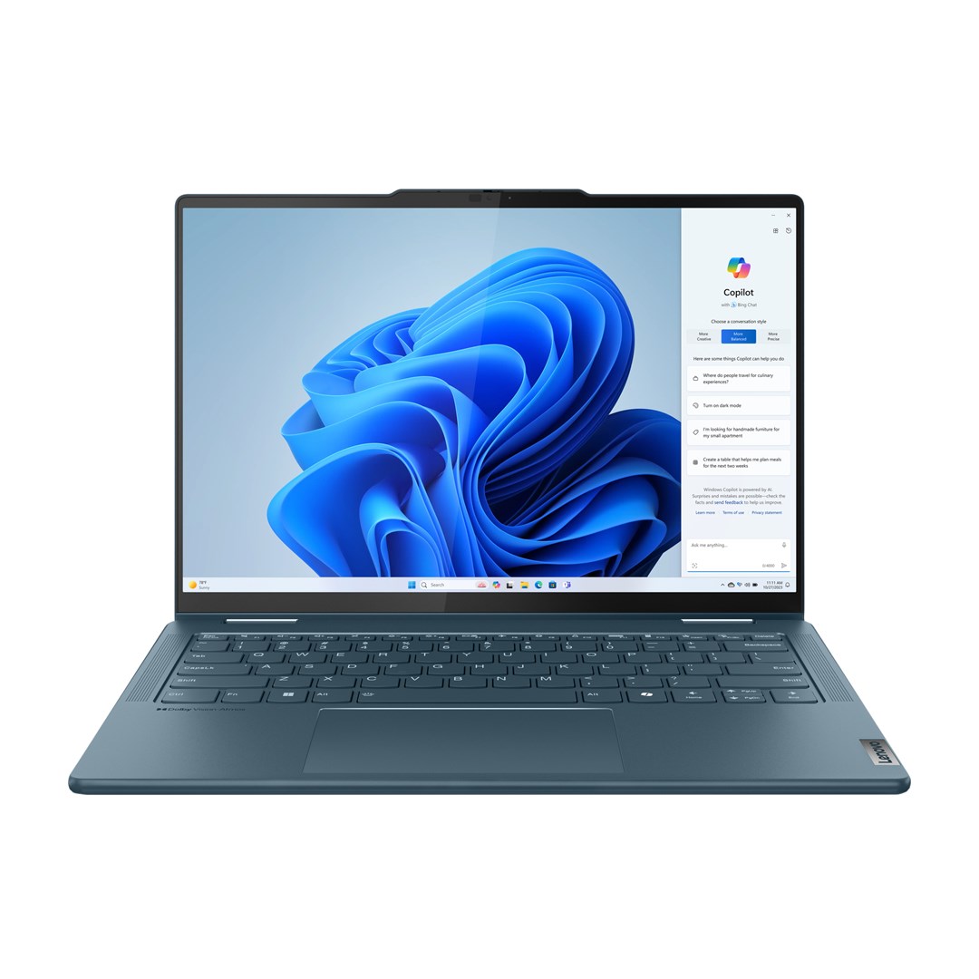 Laptop, Lenovo Yoga 7, 2-in-1 14IML9 Intel Core Ultra 5 125H, Hybrid (2-in-1), 35.6 cm (14"), Touchscreen WUXGA, 16 GB LPDDR5x-SDRAM, 512 GB SSD, Wi-Fi 6E (802.11ax), Windows 11 Home, Teal