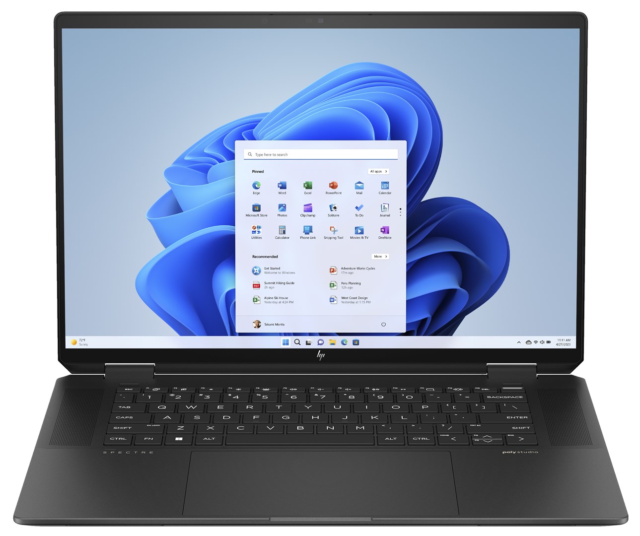 Laptop, HP Spectre x360 16-aa0010nw, Intel Core Ultra 7 155H, Hybrid (2-in-1) 40,6cm, 16", Touchscreen 2.8K, 32 GB LPDDR5x-SDRAM, 1 TB SSD, Wi-Fi 7 (802.11be), Windows 11 Pro, i zi