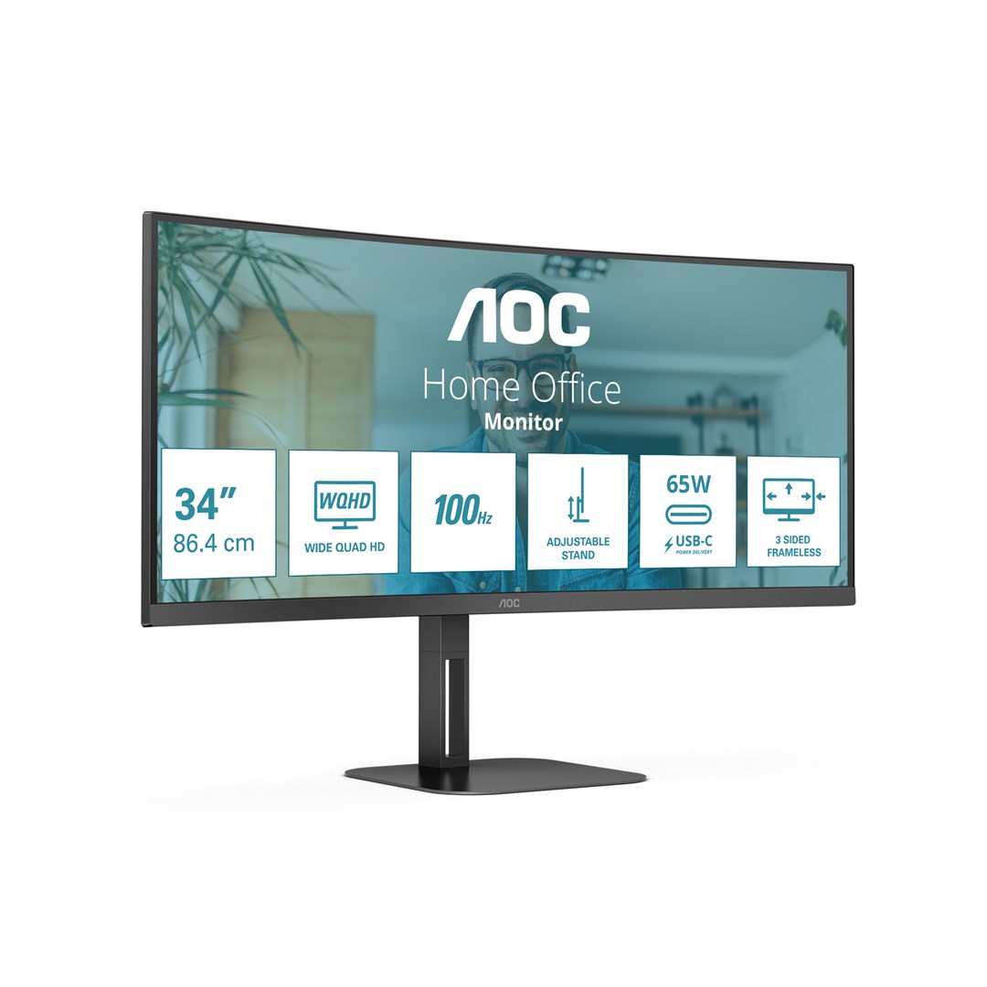 Monitor LED AOC V5 CU34V5C/BK, 86.4 cm (34"), Wide Quad HD, i zi
