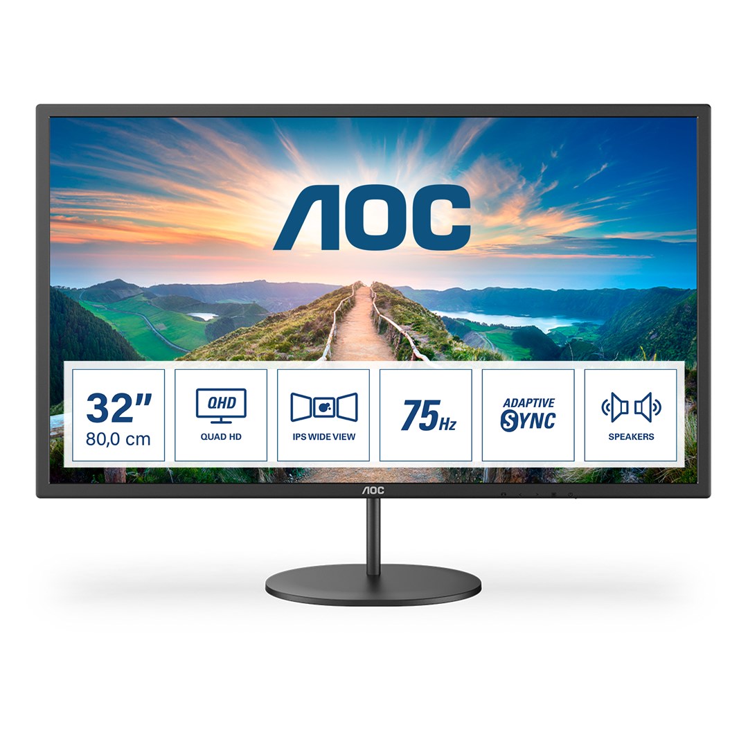 Monitor AOC V4 Q32V4 – 80 cm (31.5"), 2560 x 1440 pikselë, 2K Ultra HD, LED, Ngjyrë e Zezë