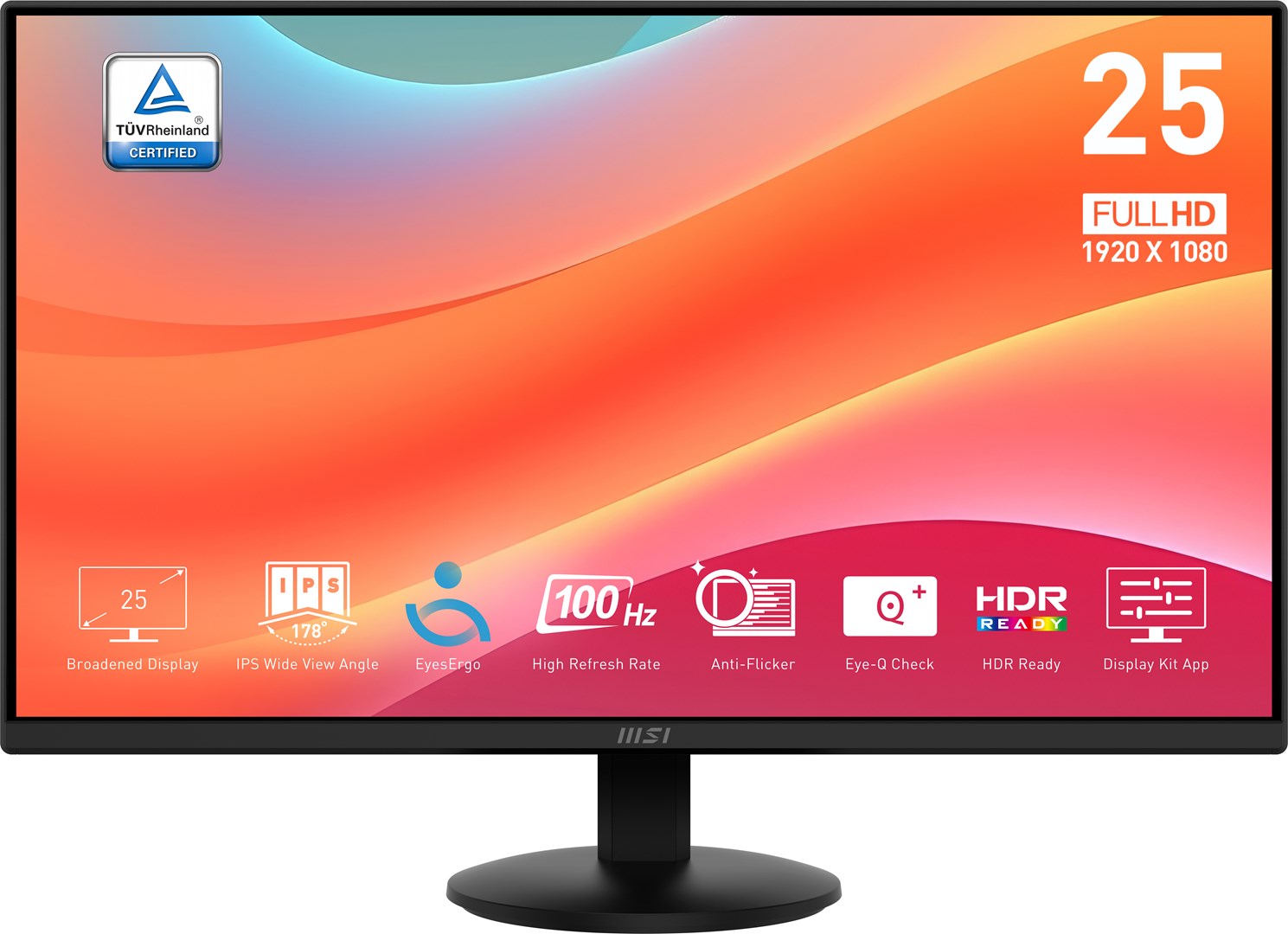 Monitor kompjuteri MSI Pro MP252L 62.2 cm (24.5") 1920 x 1080 piksel – Full HD LED – Ngjyrë e zezë