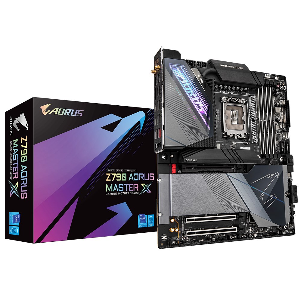 Motherboards , GIGABYTE Z790 AORUS MASTER X Motherboard- Supports Intel 13th Gen CPUs, 20+1+2 phases VRM, up to 8266MHz DDR5 (OC), 1x PCIe 5.0 + 4x PCIe 4.0 M2, 10GbE LAN, Wi-Fi 7, USB 3.2 Gen 2x2