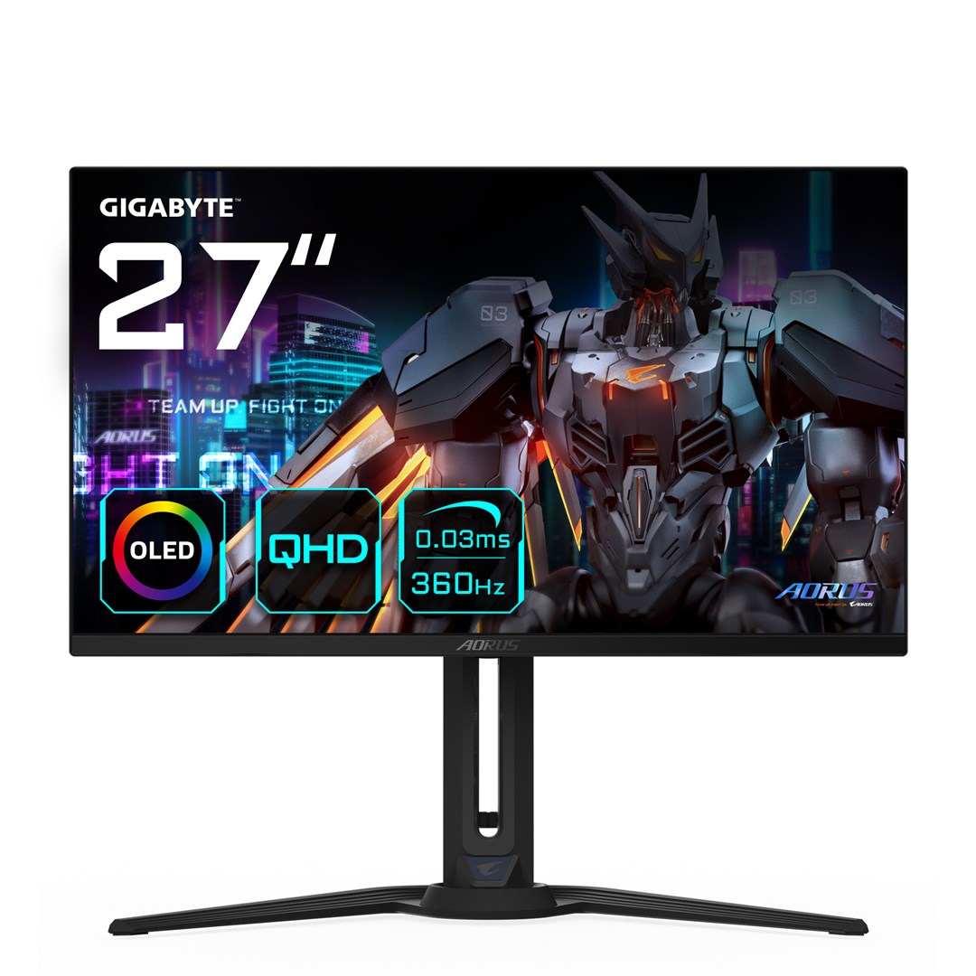 Monitor Gaming GIGABYTE AORUS FO27Q3 27” OLED – 2560 x 1440 (QHD), 360Hz, 0.03ms, KVM, 250 cd/m², FreeSync Premium Pro, DisplayHDR True Black 400, HDMI 2.1