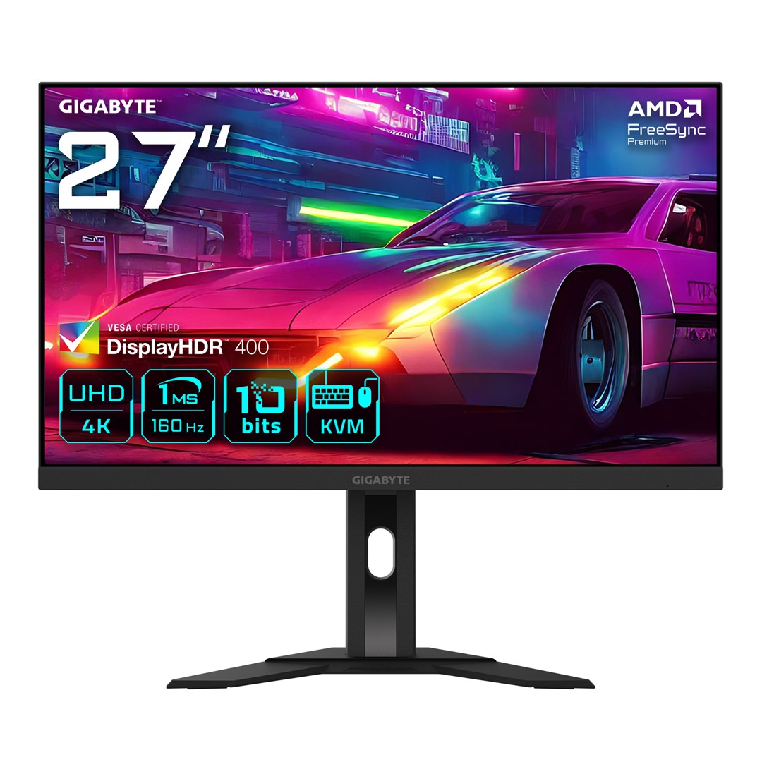 Monitor Gaming GIGABYTE M27UA 27" UHD – 3840 x 2160, 160Hz, 1ms, 400 cd/m², FreeSync Premium, HDR Ready, HDMI 2.1, DisplayPort 1.4
