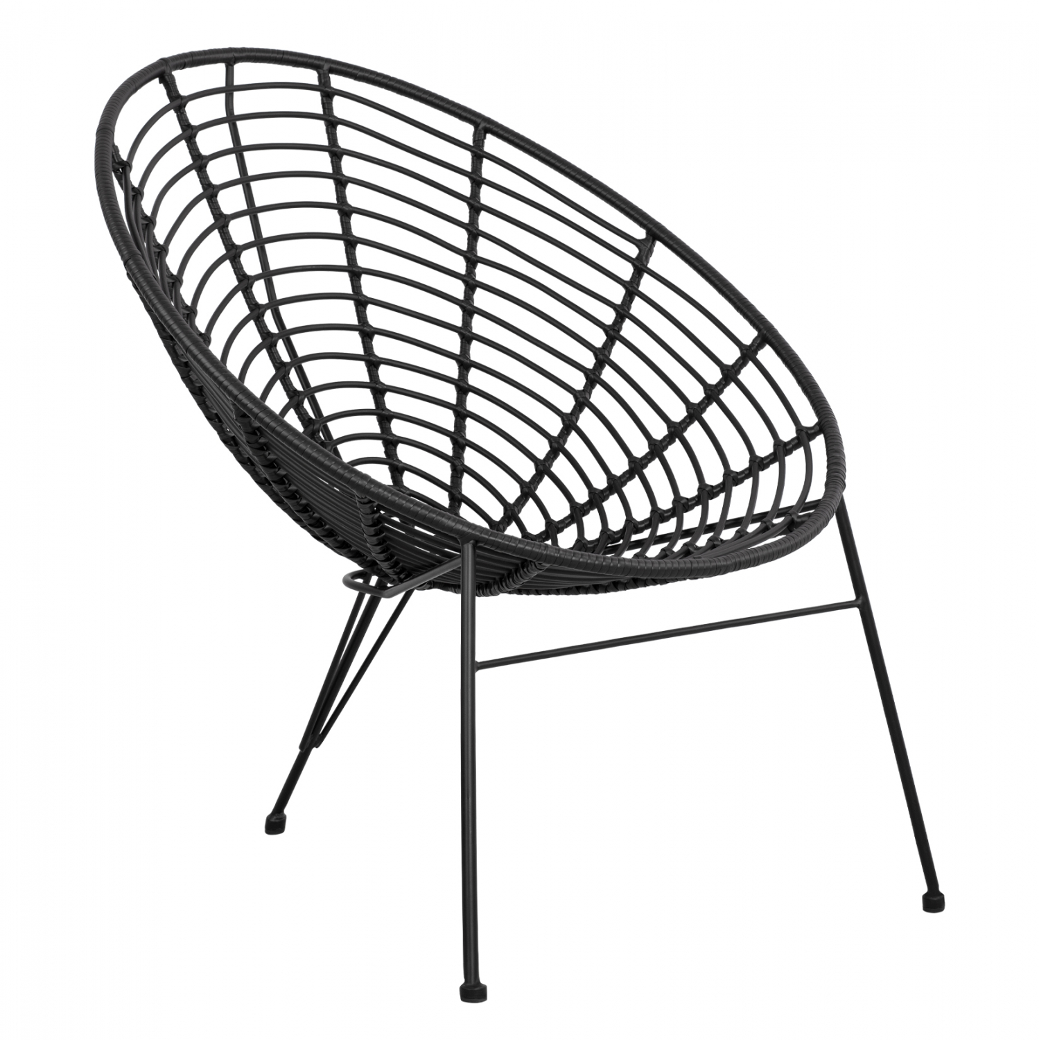 Karrige Allegra HM5458.02, tip nesti metalik, ratan në ngjyrë të zezë, 73x83x86 cm