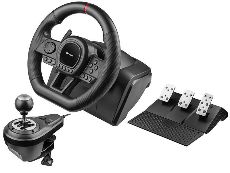 Kontroller , Tracer TRAJOY47345 Gaming Controller Black Steering Wheel + Pedals PlayStation 4, PlayStation 3, Xbox One, Xbox 360, Switch, PC