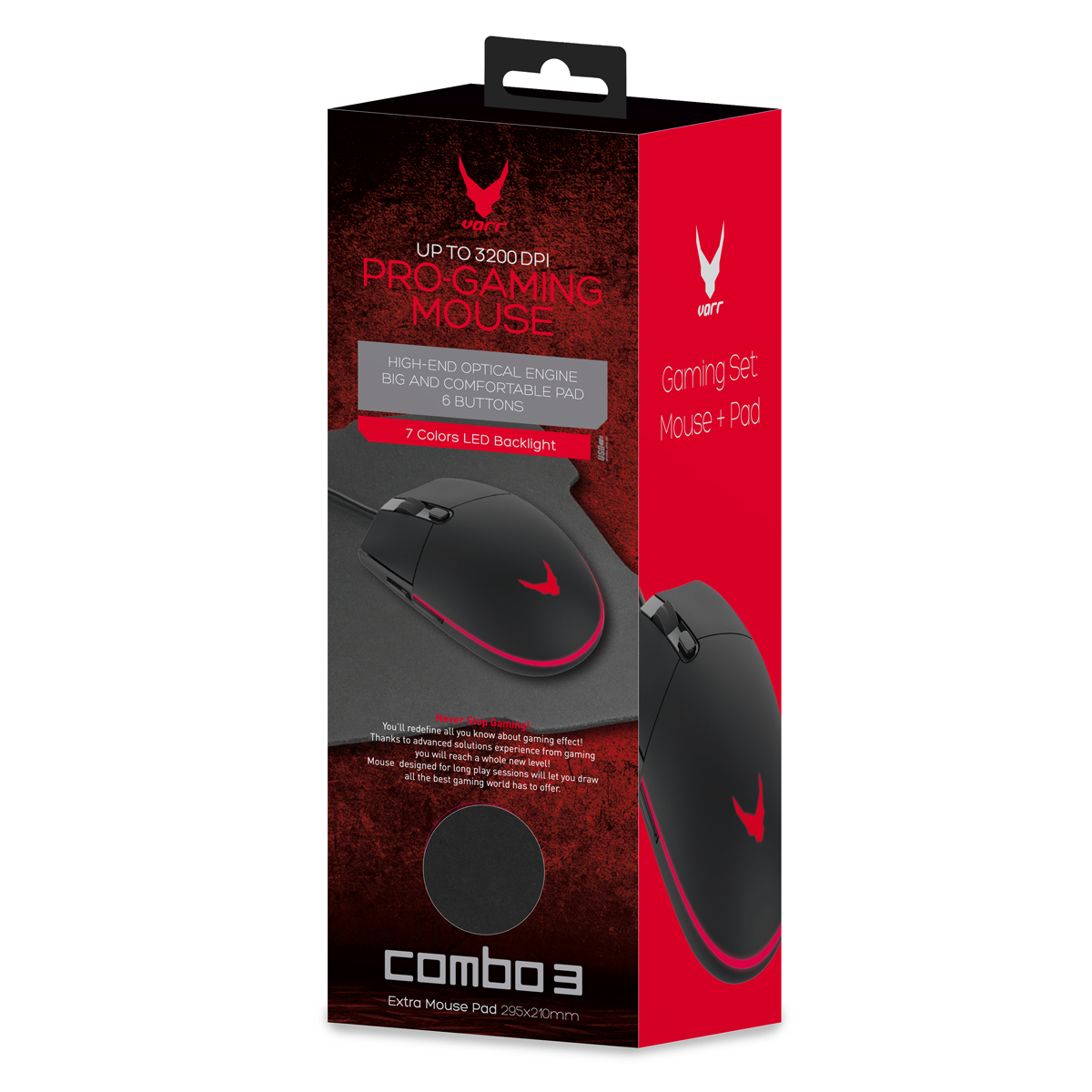SET GAMING VARR CHERRY VSETMPX5 | MOUSE MOUSE-PAD BLACK