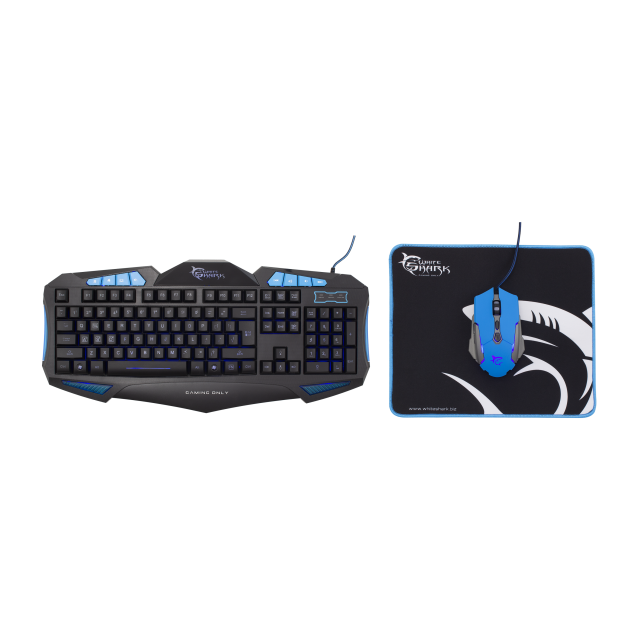 SET GAMING WHITE SHARK CHEROKEE GC-3101  | KEYBOARD MOUSE MOUSE-PAD BLACK/BLUE