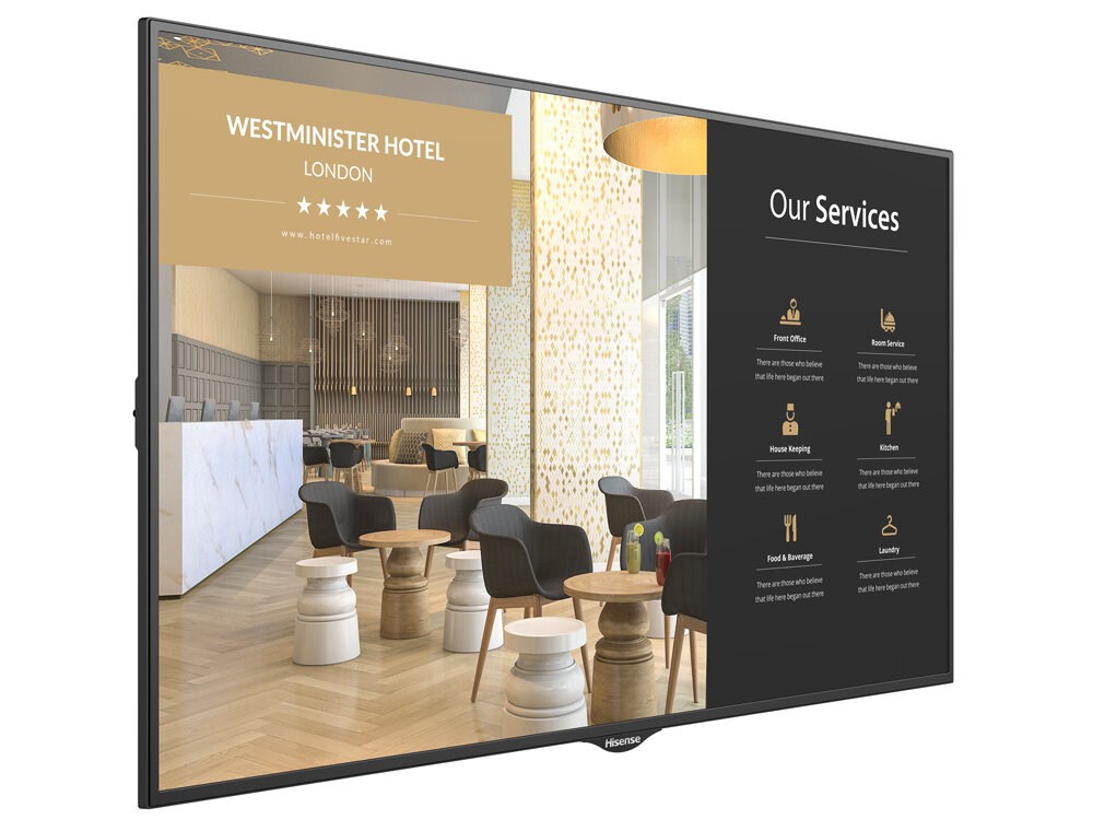 Hisense 55BM66AE signage display Digital signage flat panel 139.7 cm (55") 4K Ultra HD Black Built-in processor Android 7.0
