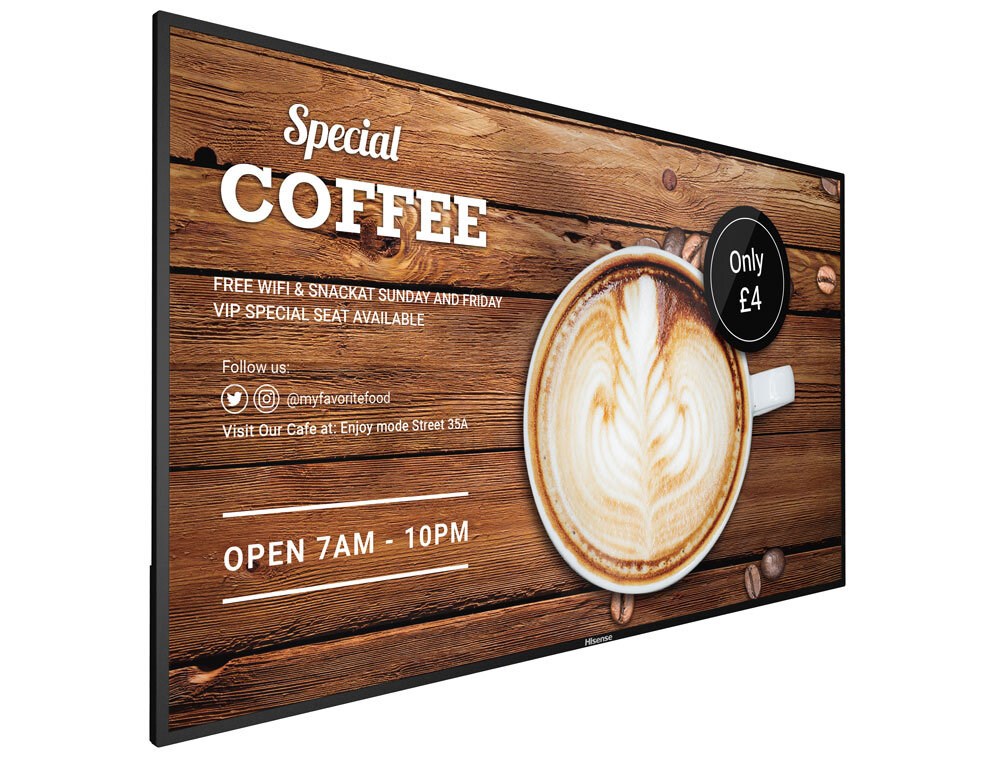 Hisense 75B4E30T signage display Digital signage flat panel 190.5 cm (75") 4K Ultra HD Black Built-in processor Android 8.0